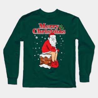 Merry Christmas Santa Clause Chimney Poop Long Sleeve T-Shirt